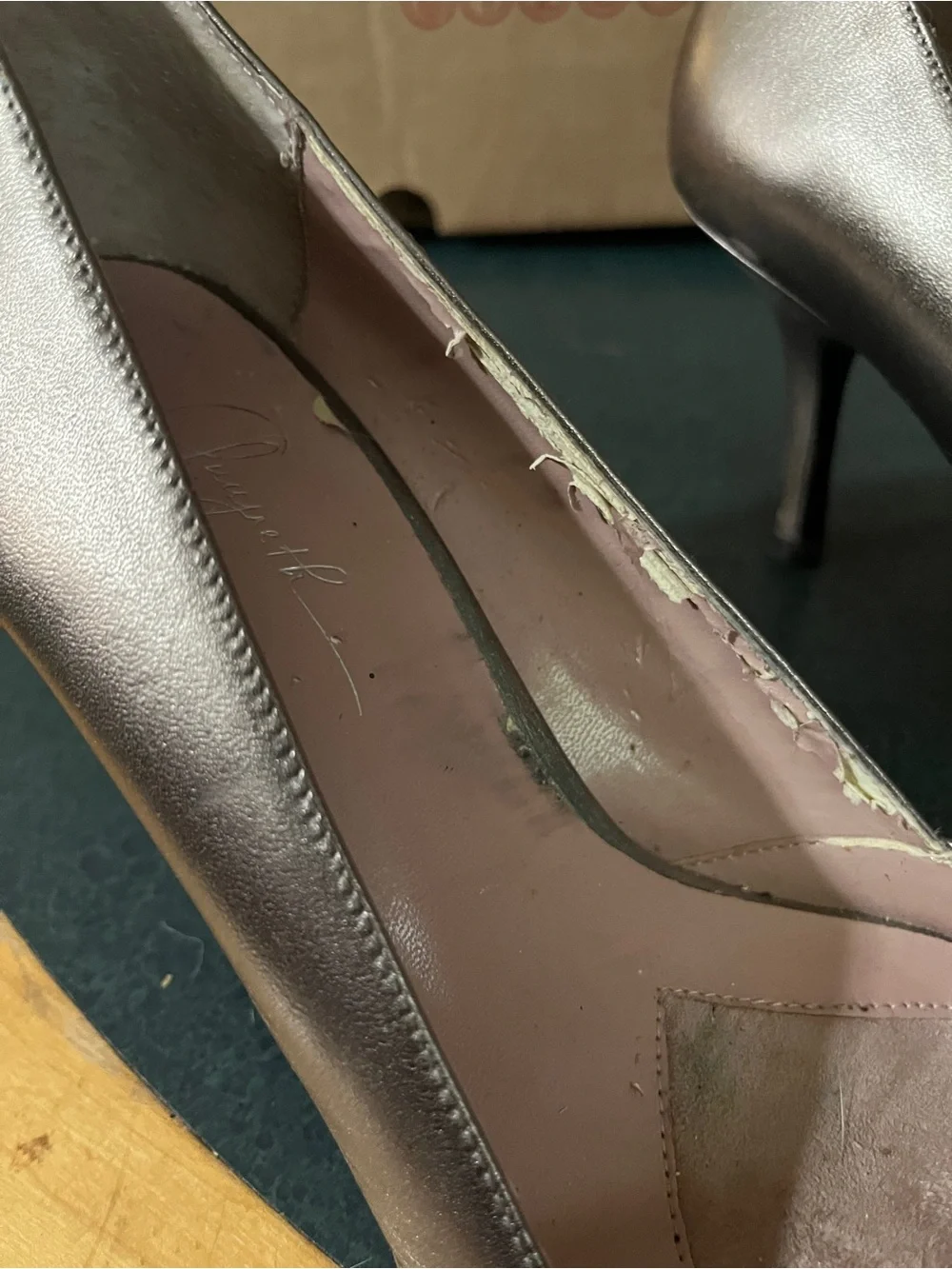 Women's Metallic Pewter Peep-Toe Heels 9M